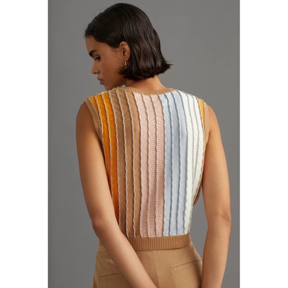 Anthropologie Eva Franco Shimmer Striped Knit Sweater Tank Top - Picture 3 of 5